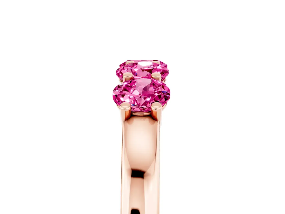 Four-Stone Round Pink Sapphire Prong-Set Band Rose gold