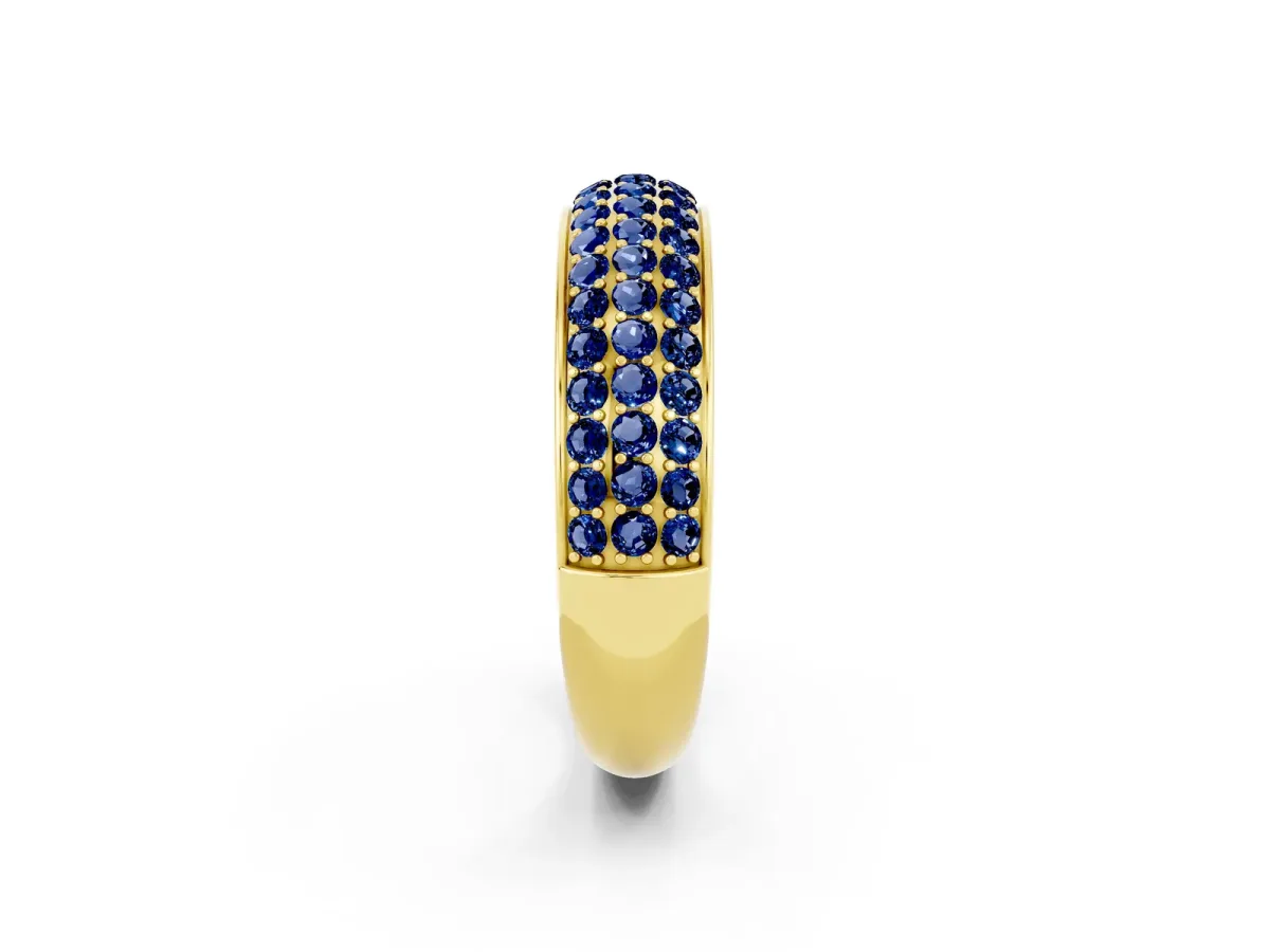 Three-Row Round Blue Sapphire Eternity Band with Shared Prong Setting Yellow gold