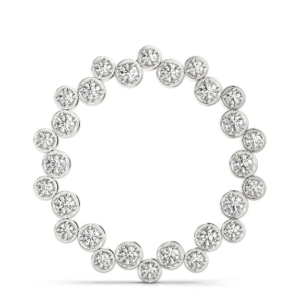 Bezel Set Round Diamond Circle Pendant White gold