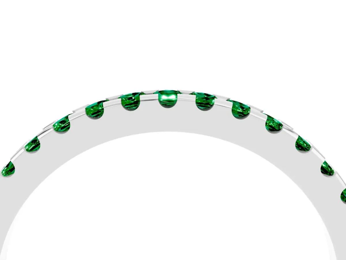 Round Emerald Pavé Set Eternity Band with Micro Prong Setting Silver