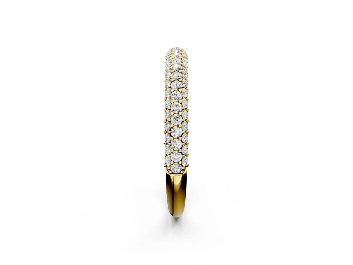 Round Diamond Pavé Eternity Band with Shared Prong Setting Yellow gold