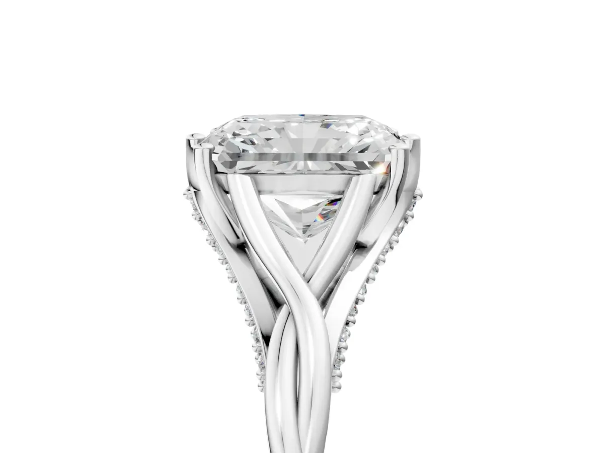 Radiant Cut Solitaire Twist Band Six-Prong Setting Platinum
