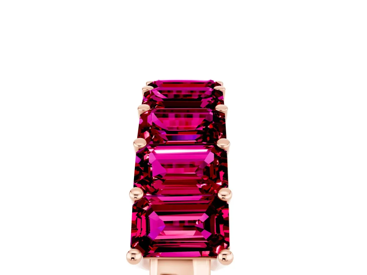 Emerald Cut Garnet Prong-Set Eternity Band Rose gold