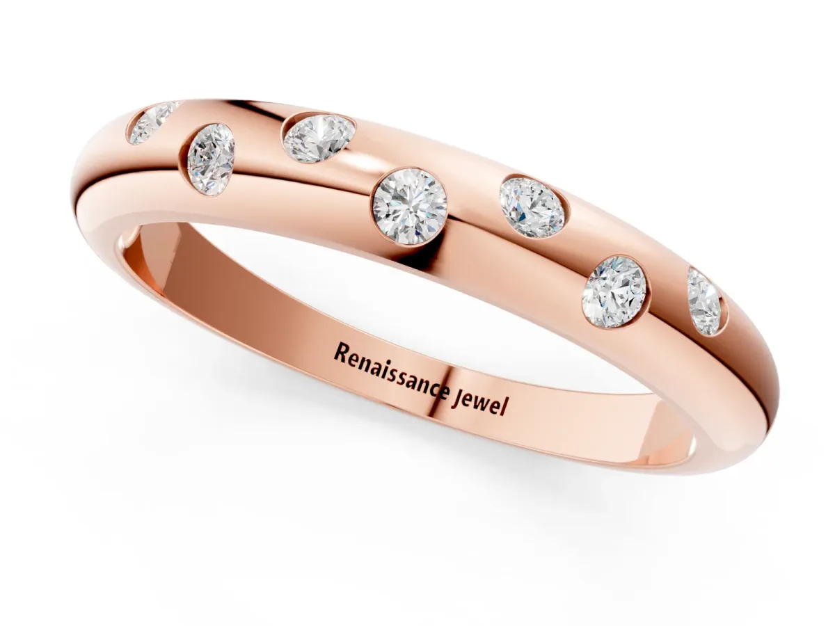 Round Diamond Flush-Set Comfort Fit Band Rose gold