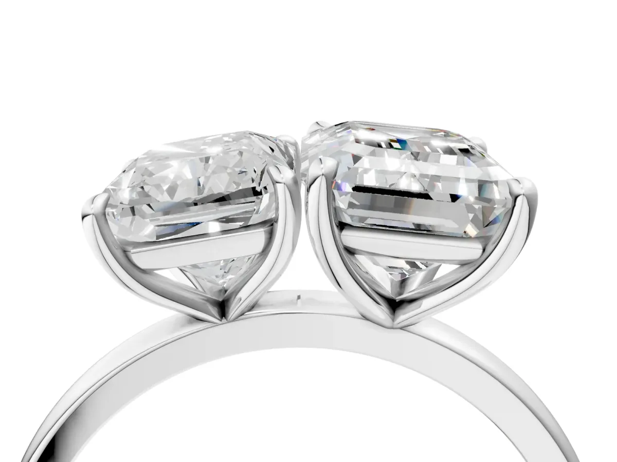 Radiant Cut and Emerald Cut Toi Moi Ring with Prong Setting White gold
