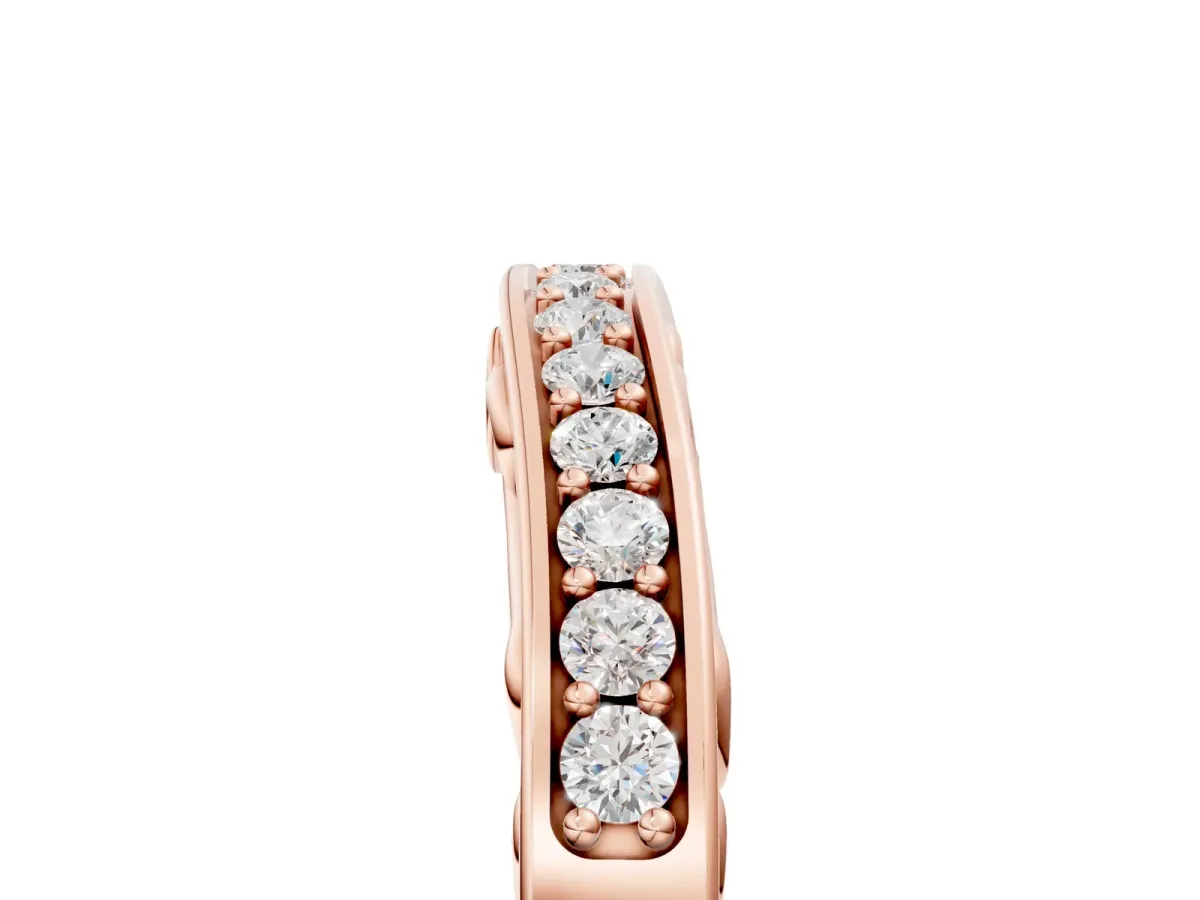 Channel Set Round Diamond Contoured Band Rose gold
