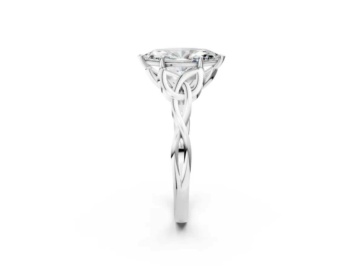 Marquise Cut Diamond Solitaire Celtic Knot Ring with Four-Prong Setting White gold