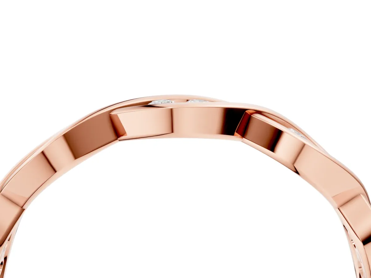 Round Diamond Twist Eternity Band with Bezel Setting Rose gold