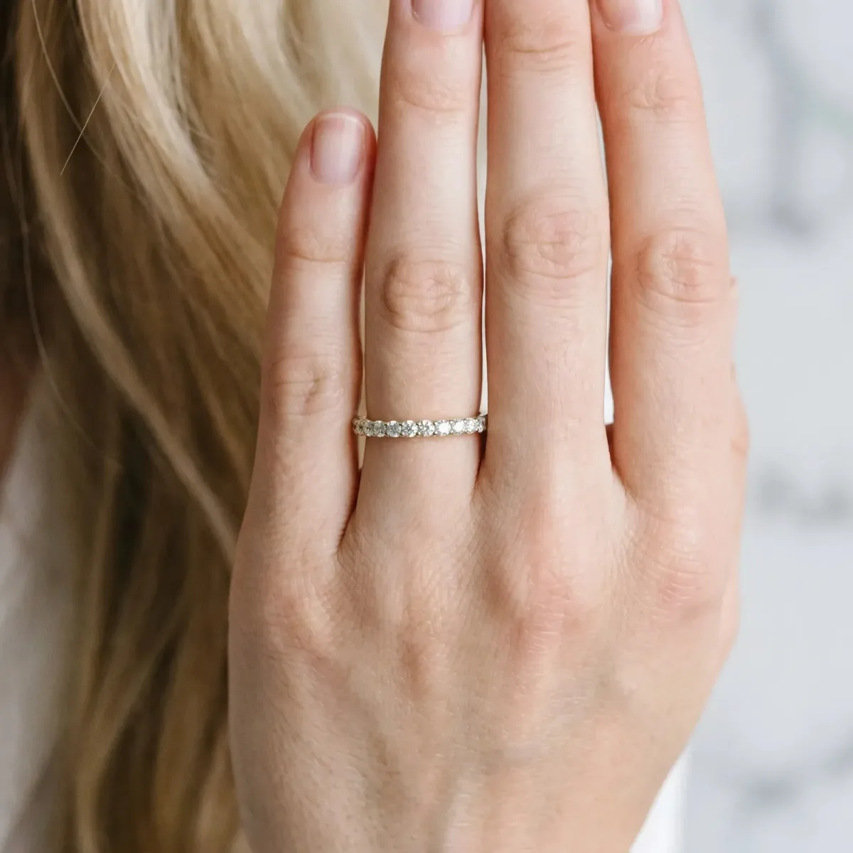 Round Diamond Pavé Eternity Band with Micro-Prong Setting Yellow gold