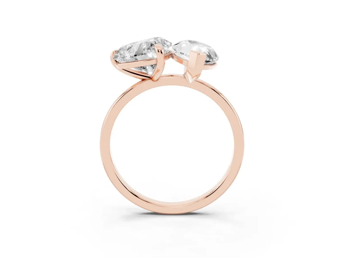 Heart and Marquise Toi Moi Ring with Prong Setting and Micro Pave Band Rose gold