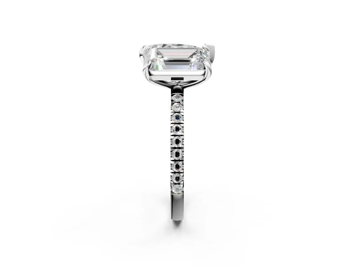 Pear and Radiant Toi Moi Ring with Prong Setting and Pave Band Silver
