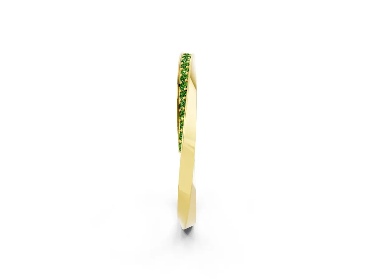 Pavé Round Peridot Twist Band Yellow gold