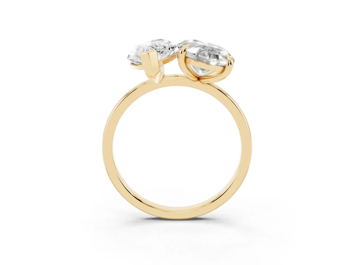 Oval and Marquise Toi Moi Ring with Prong Setting and Plain Band Yellow gold