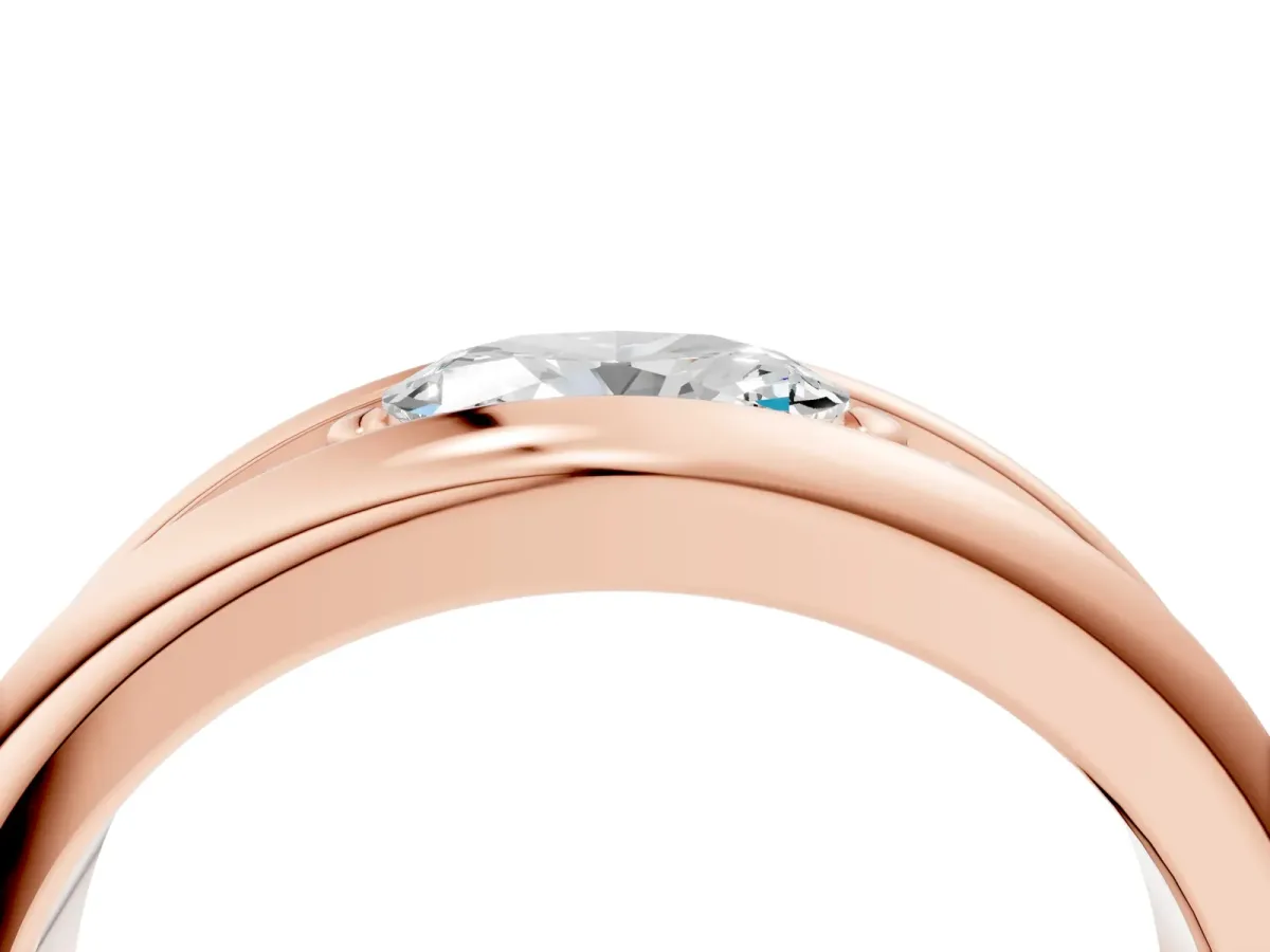 Oval Diamond Mens Ring with Round Diamond Accents Rose gold