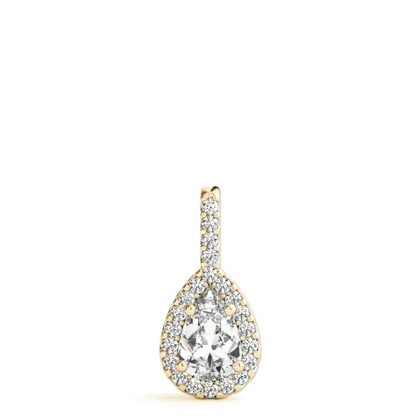 Halo Pear Cut Diamond Pendant with Prong Setting Yellow gold