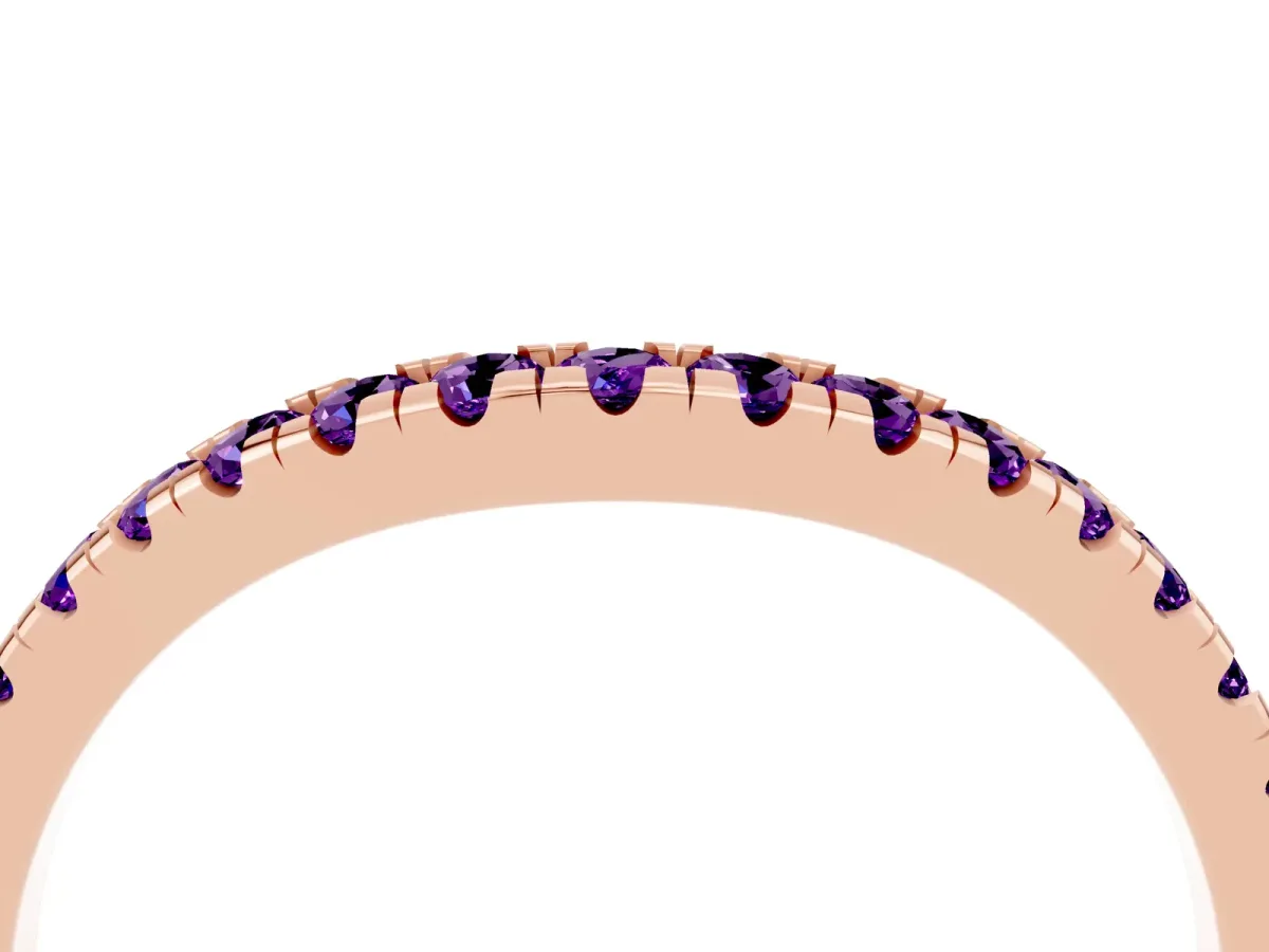 Amethyst Pavé Curved Wedding Band Rose gold