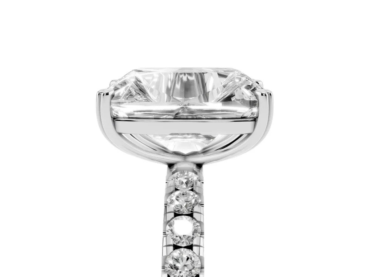 Old Mine Elongated Cushion Diamond Pave Band Ring Silver