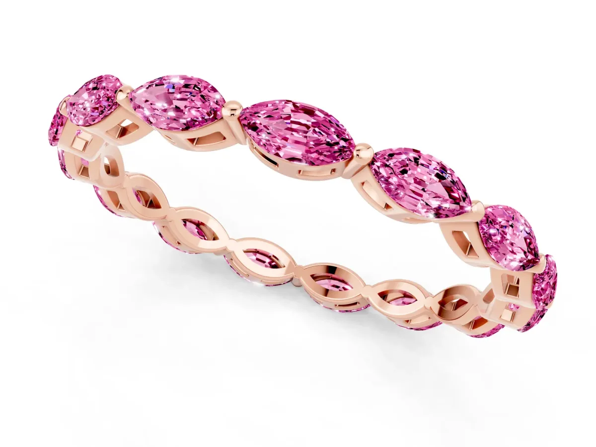 Marquise Pink Sapphire Eternity Band with U-Prong Setting Rose gold