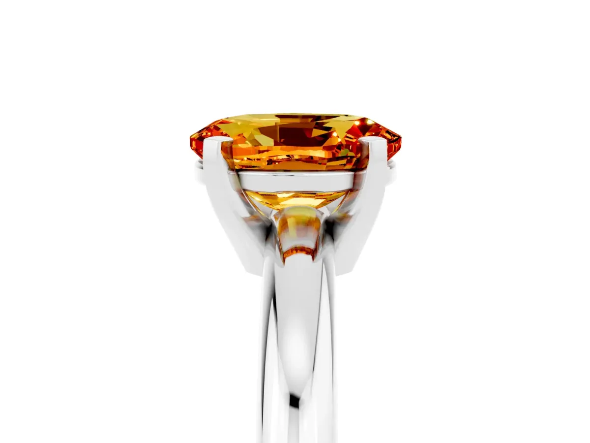 Oval Cut Citrine Solitaire Engagement Ring with Round Band and Four-Prong Setting Silver