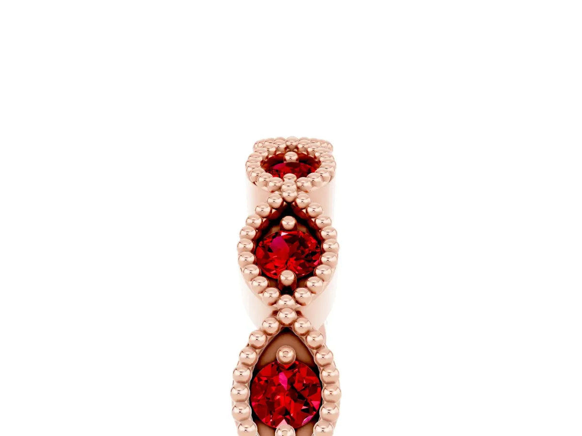 Milgrain Marquise Ruby Half Eternity Band with Bezel Setting Rose gold