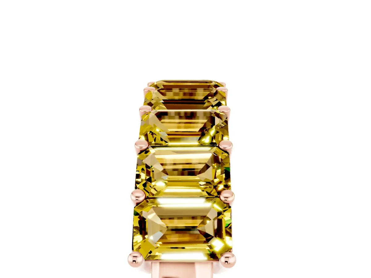 Emerald Cut Yellow Sapphire Prong-Set Eternity Band Rose gold