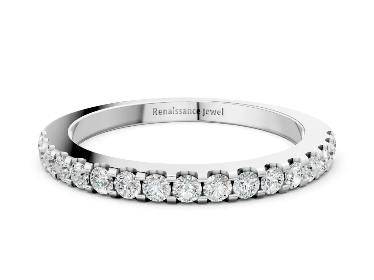Round Diamond Pavé Eternity Band with Micro Prong Setting White gold