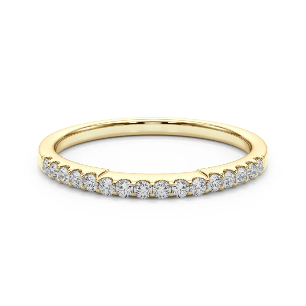 Round Diamond Pavé Half-Eternity Band with Shared Prong Setting Yellow gold