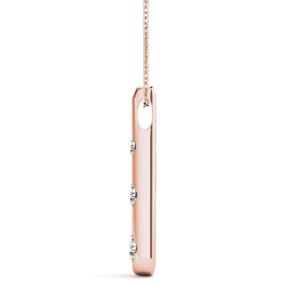 Bezel Set Round Diamond Tapered Bar Pendant Rose gold