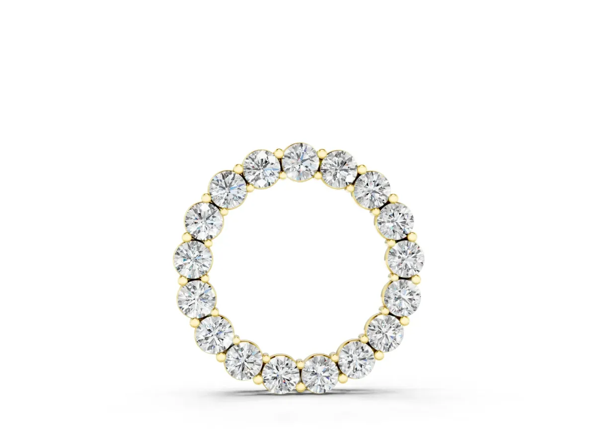 Round Diamond Circle Pendant with Prong Setting Yellow gold