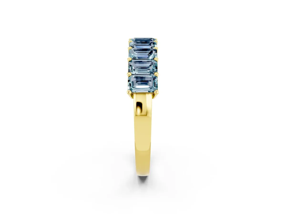 Emerald Cut Aquamarine Prong-Set Eternity Band Yellow gold