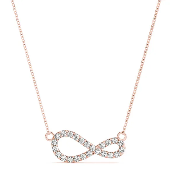 Pavé Round Diamond Infinity Pendant with Prong Setting Rose gold