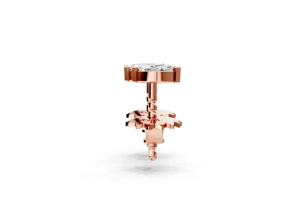Marquise Diamond Two Stone Stud Earrings Rose gold