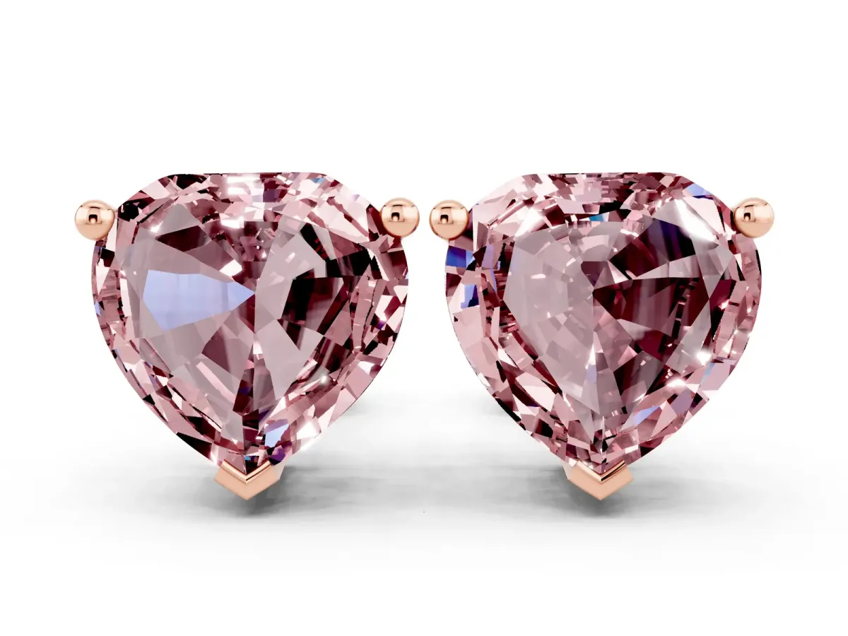 Heart Cut Morganite Stud Earrings Rose gold