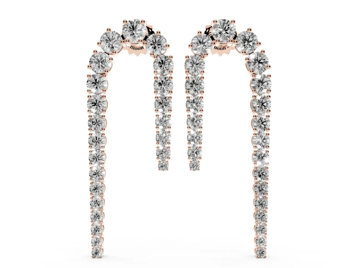 Round Diamond U-Shaped Drop Earrings Rose gold
