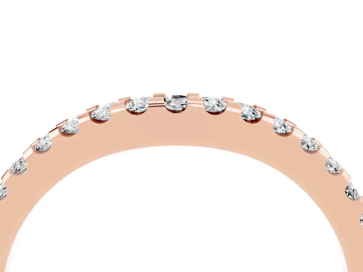 Round Moissanite Pavé Curved Wedding Band Rose gold