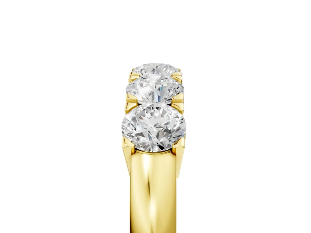 Five-Stone Round Diamond Prong Set White Gold Band Yellow gold