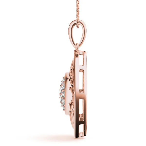 Round Cluster Diamond Prong Set Pendant Rose gold
