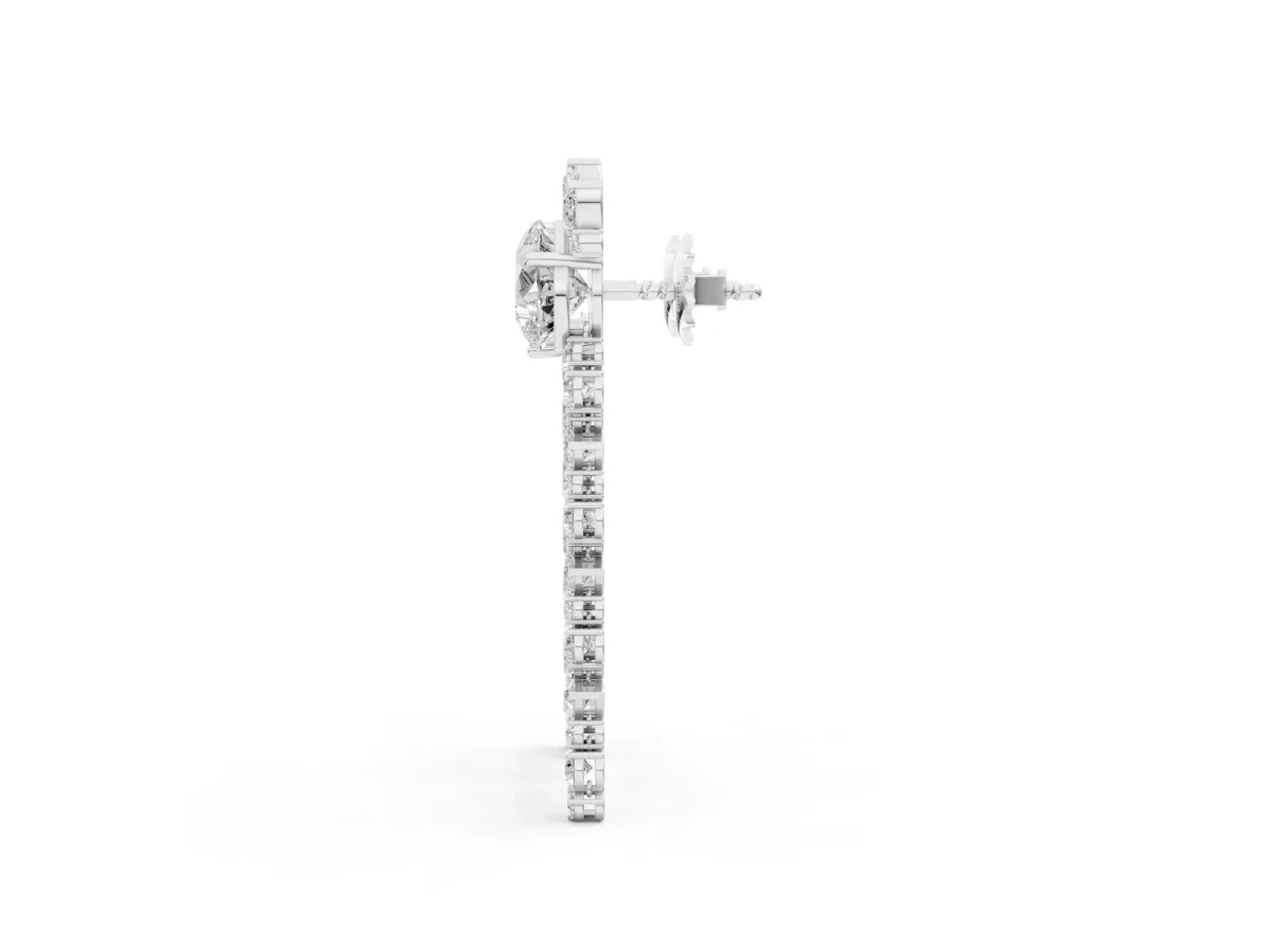 Pear Diamond Drop Earrings with Trilliant Diamond Cascades Platinum