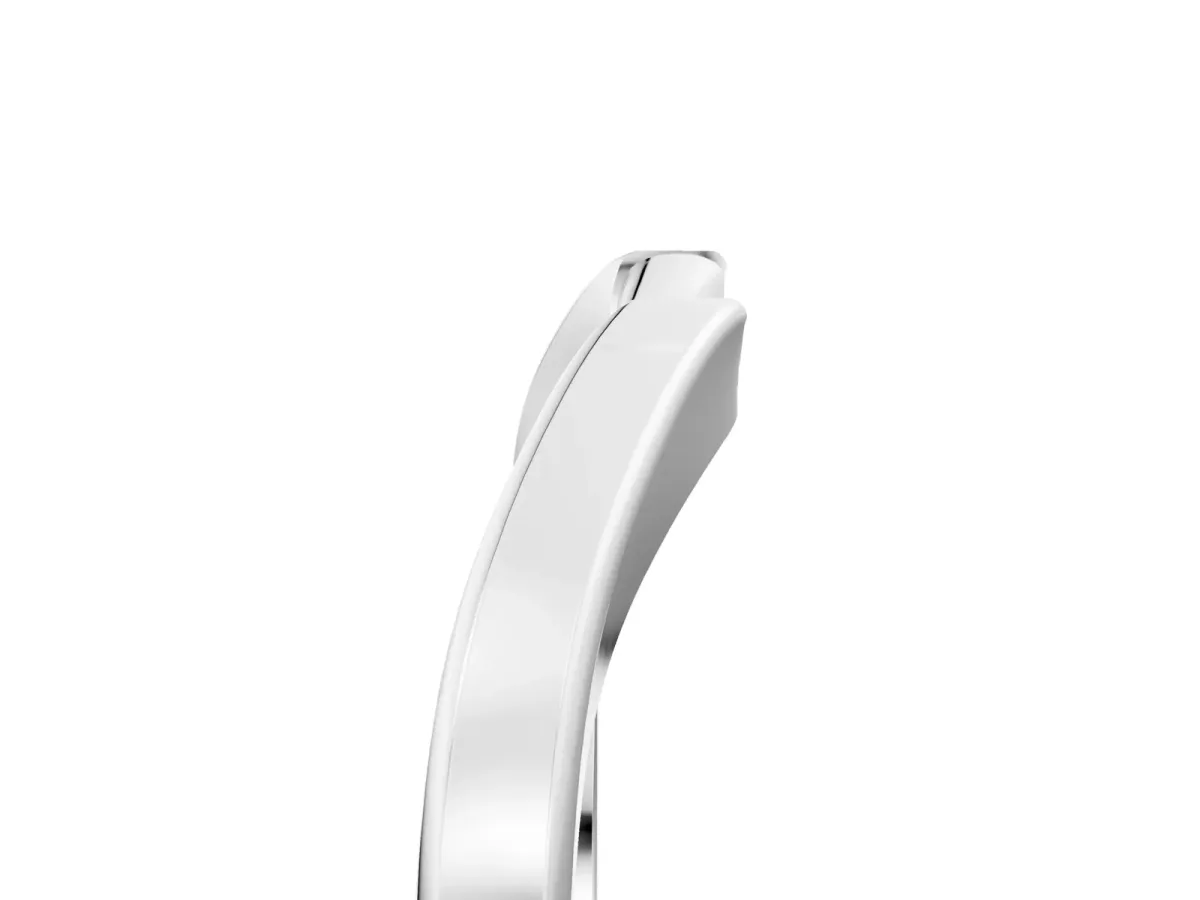 Contoured Solitaire Round Bezel Set Wedding Band Silver