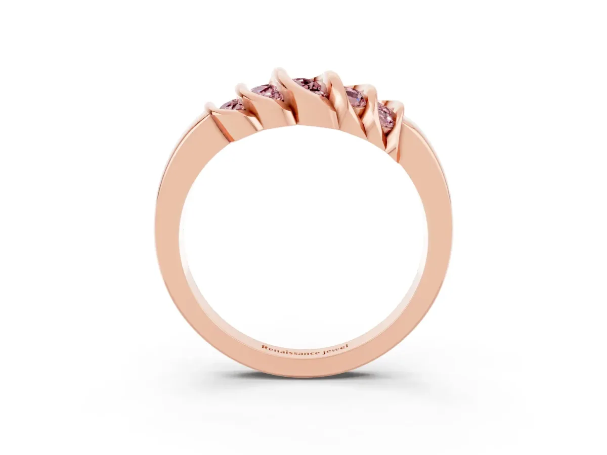 Round Morganite Multi-Row Crossover Band Rose gold