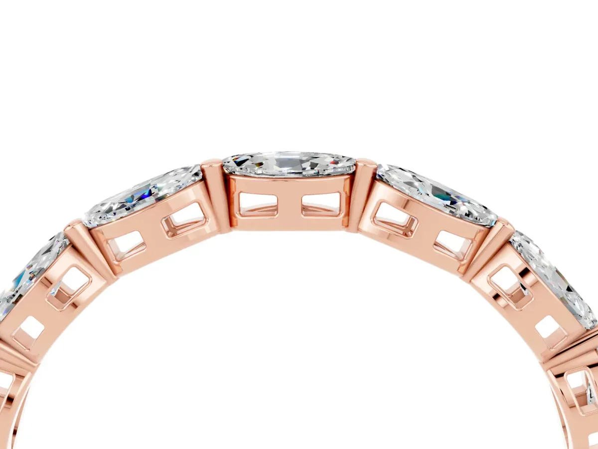Marquise Moissanite Eternity Band with U-Prong Setting Rose gold