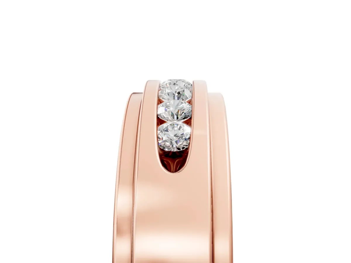 Round Diamond Seven-Stone Channel Set Mens Band Rose gold