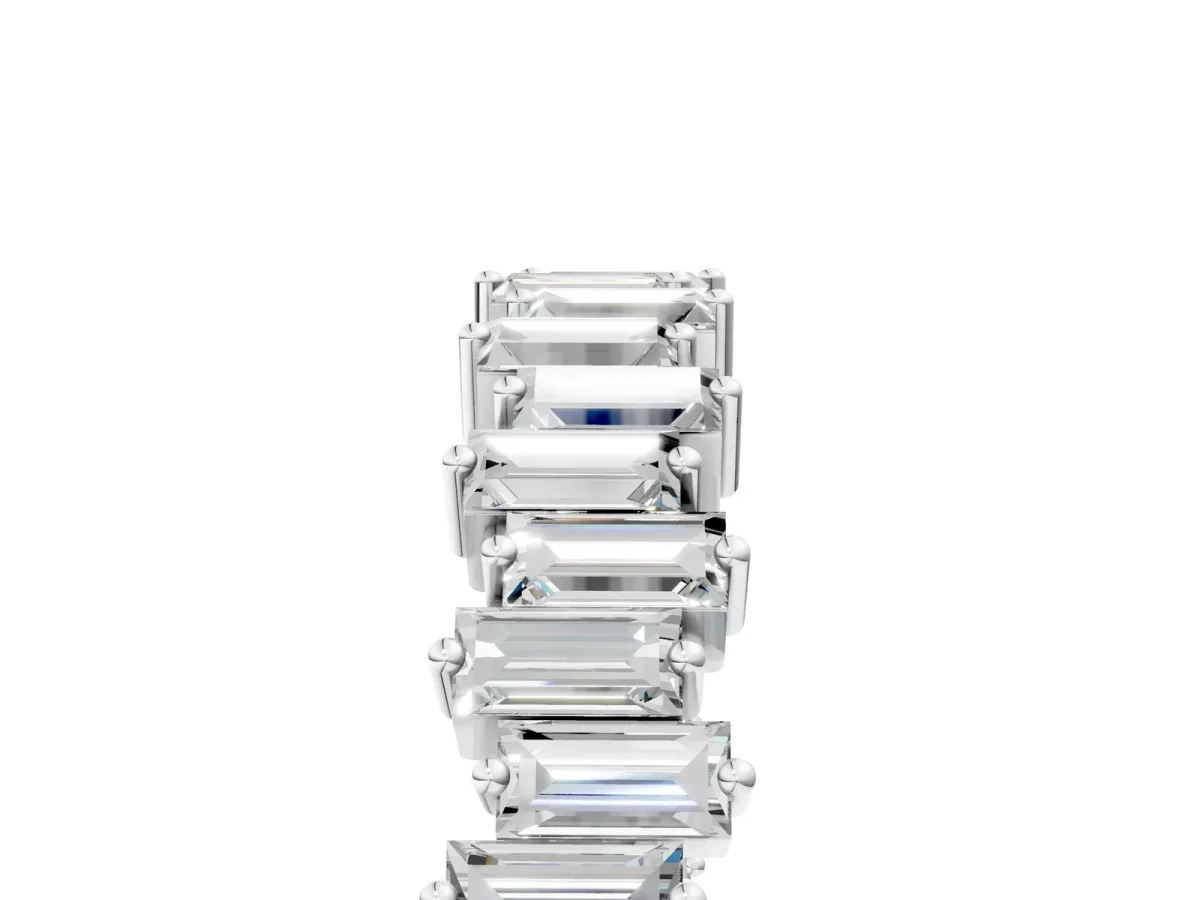 Baguette Diamond Full Eternity Ring with Prong Setting Platinum