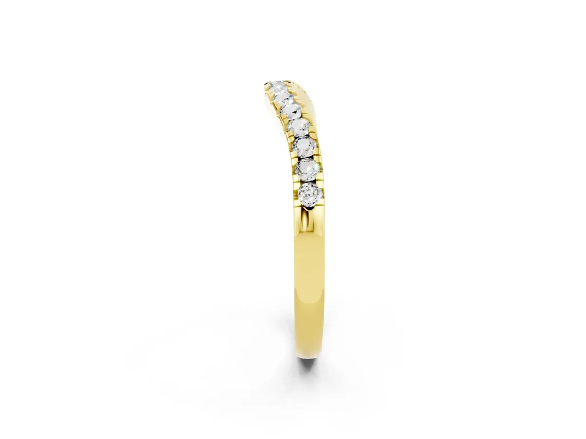 Moissanite Pavé Curved Wedding Band Yellow gold