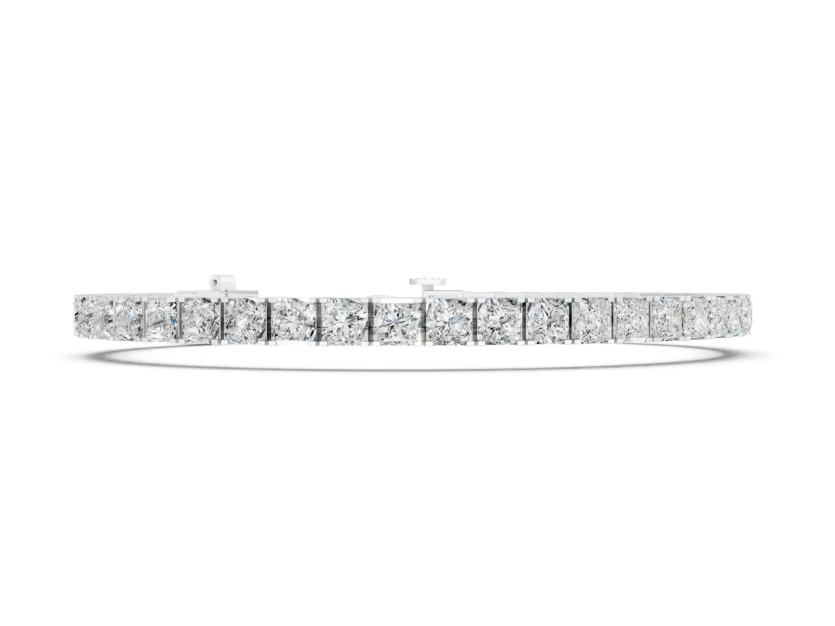 Princess Cut Diamond Tennis Bracelet with Channel Setting Silver