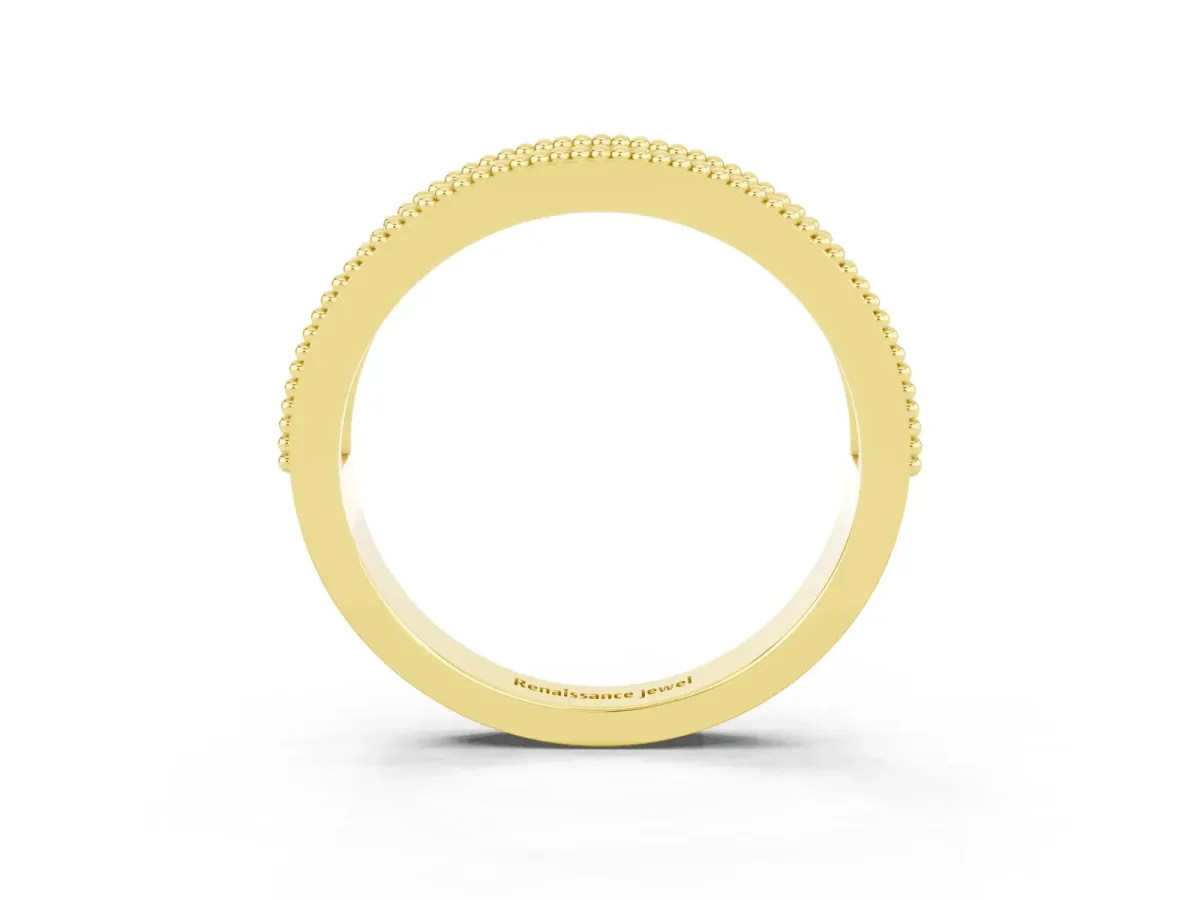 Round Blue Sapphire Twist Milgrain Band with Bezel Setting Yellow gold