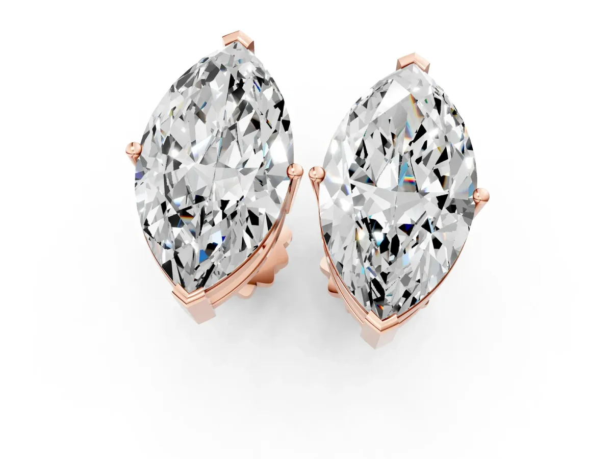 Marquise Cut Diamond Stud Earrings Rose gold