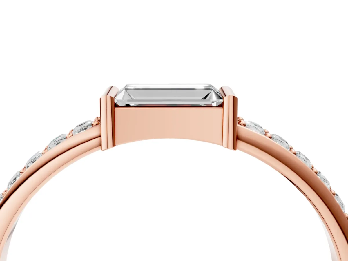 Baguette Diamond Pavé Band with Bar Setting Rose gold