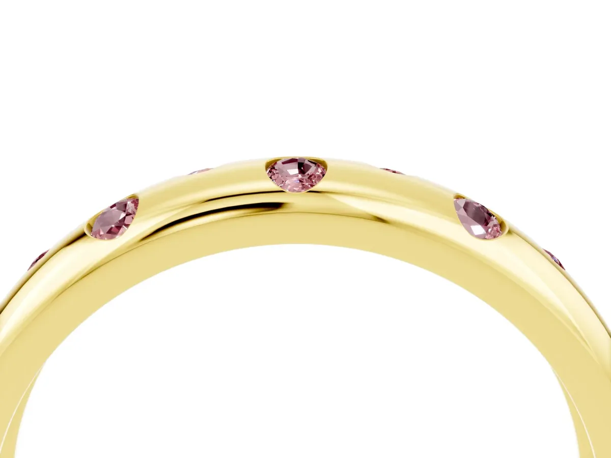 Round Morganite Flush-Set Comfort Fit Band Yellow gold