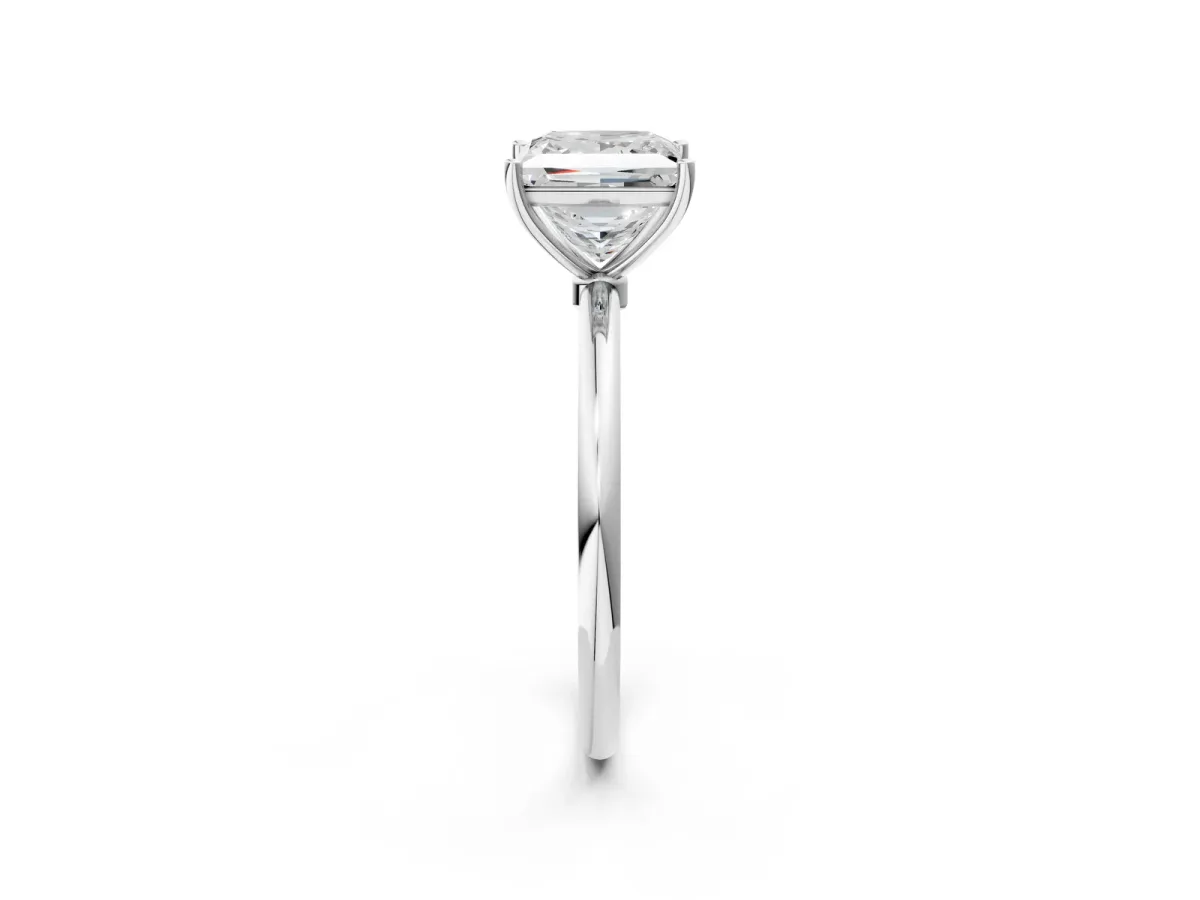 Princess Cut Cut Solitaire Engagement Ring with Thin Band and Four-Prong Setting Silver